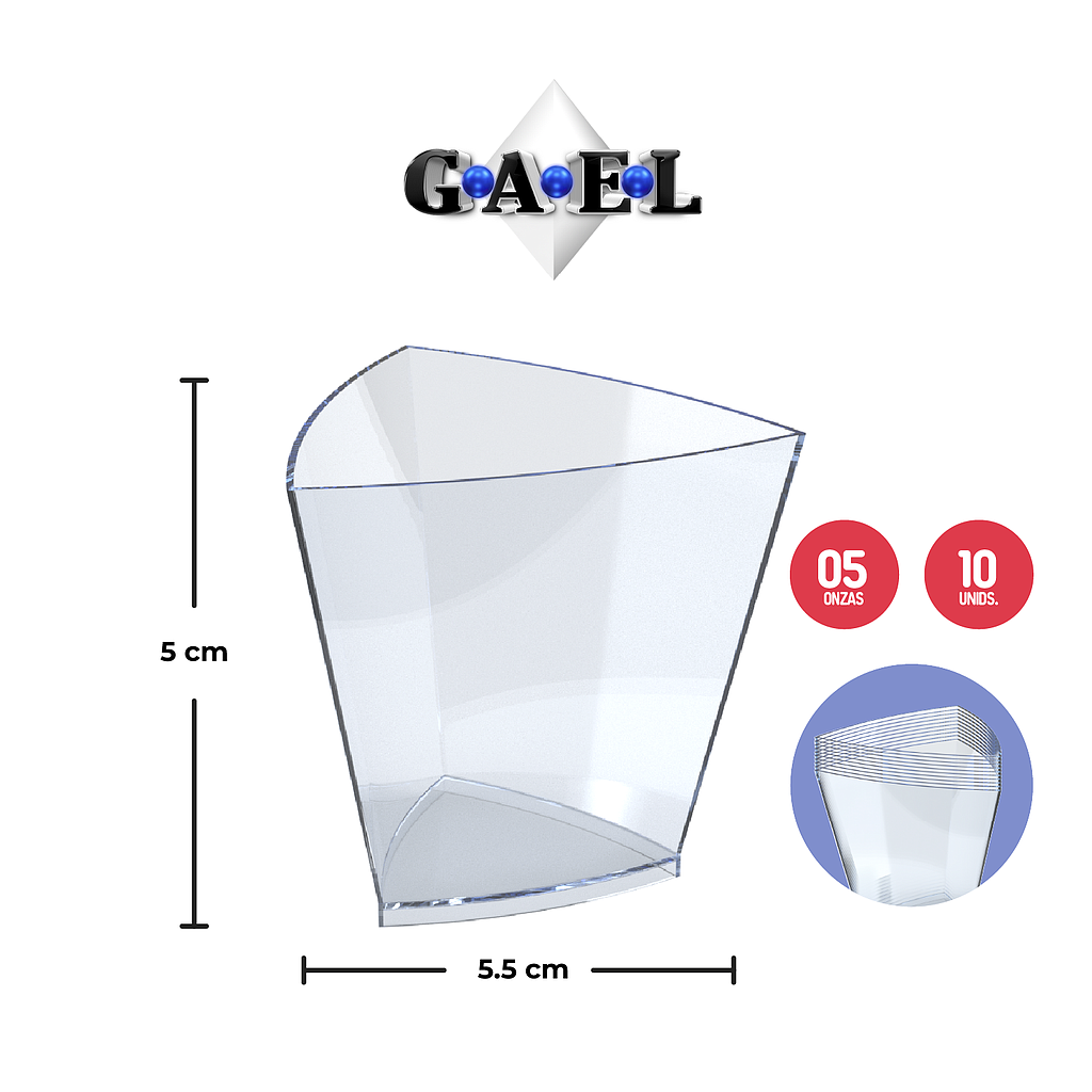 Vaso Acrilico Triangular 1.5 Oz x10 Und
