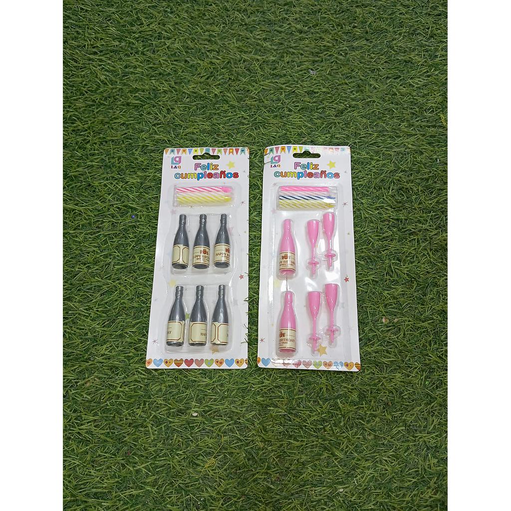 Velas Botellas Y Copas Con Palitos