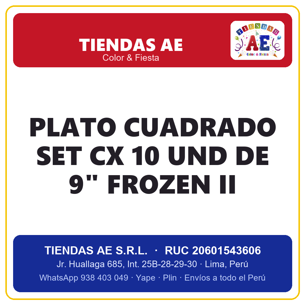 PLATO CUADRADO SET CX 10 UND DE 9" FROZEN II