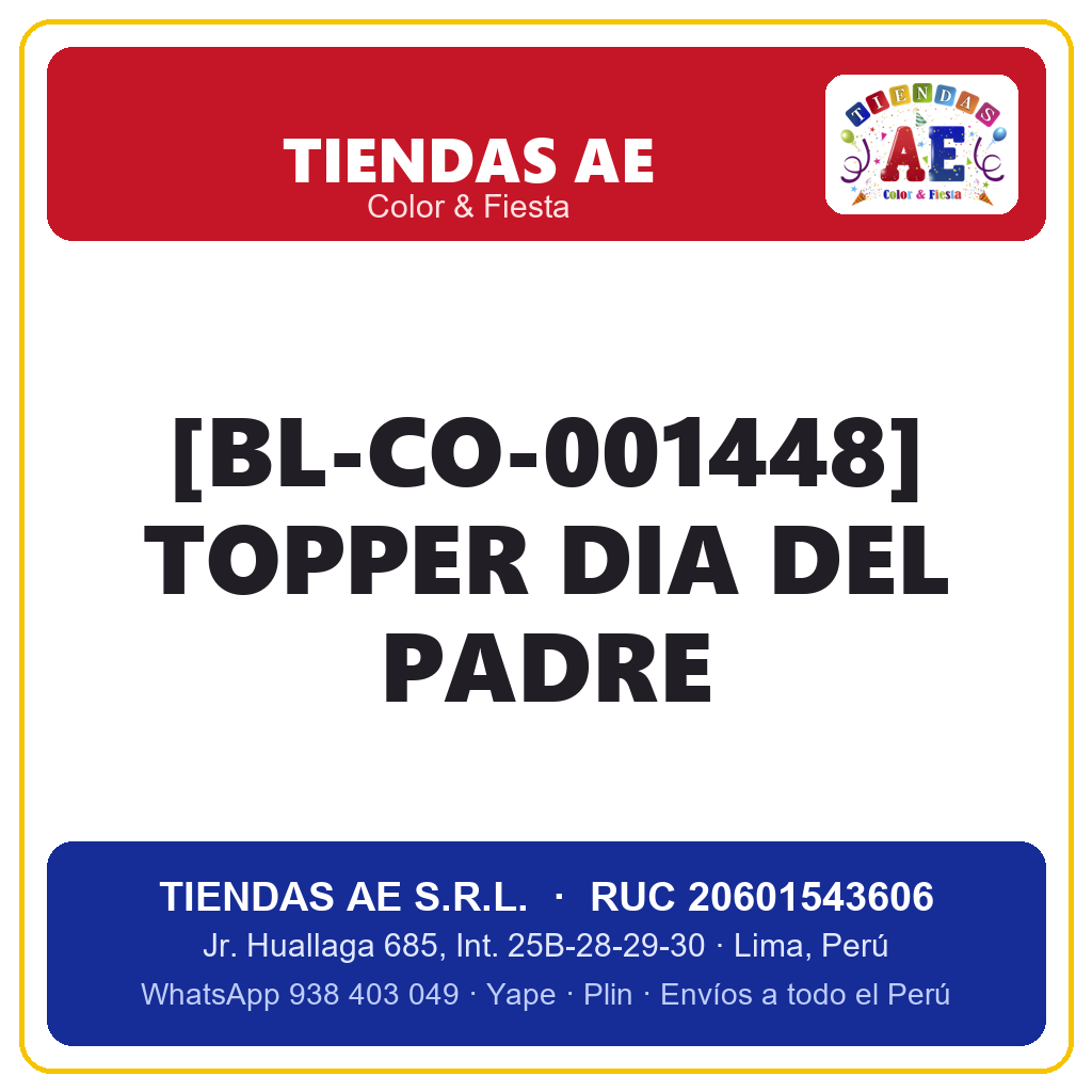 [BL-CO-001448] TOPPER  DIA DEL PADRE