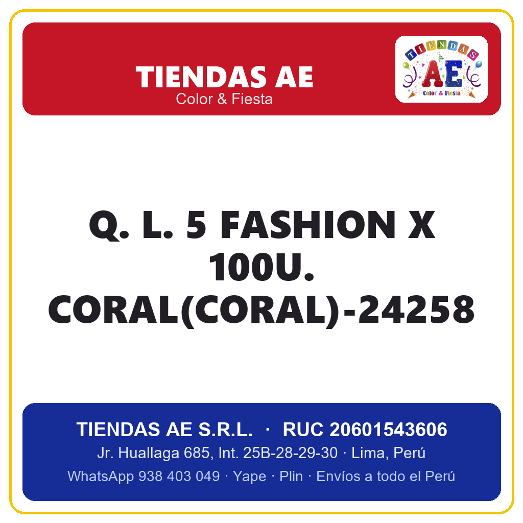 Q. L. 5  FASHION X 100U. CORAL(CORAL)-24258