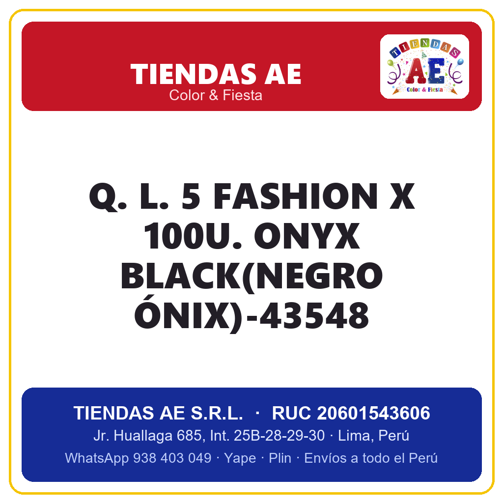 Q. L. 5  FASHION X 100U. ONYX BLACK(NEGRO ÓNIX)-43548