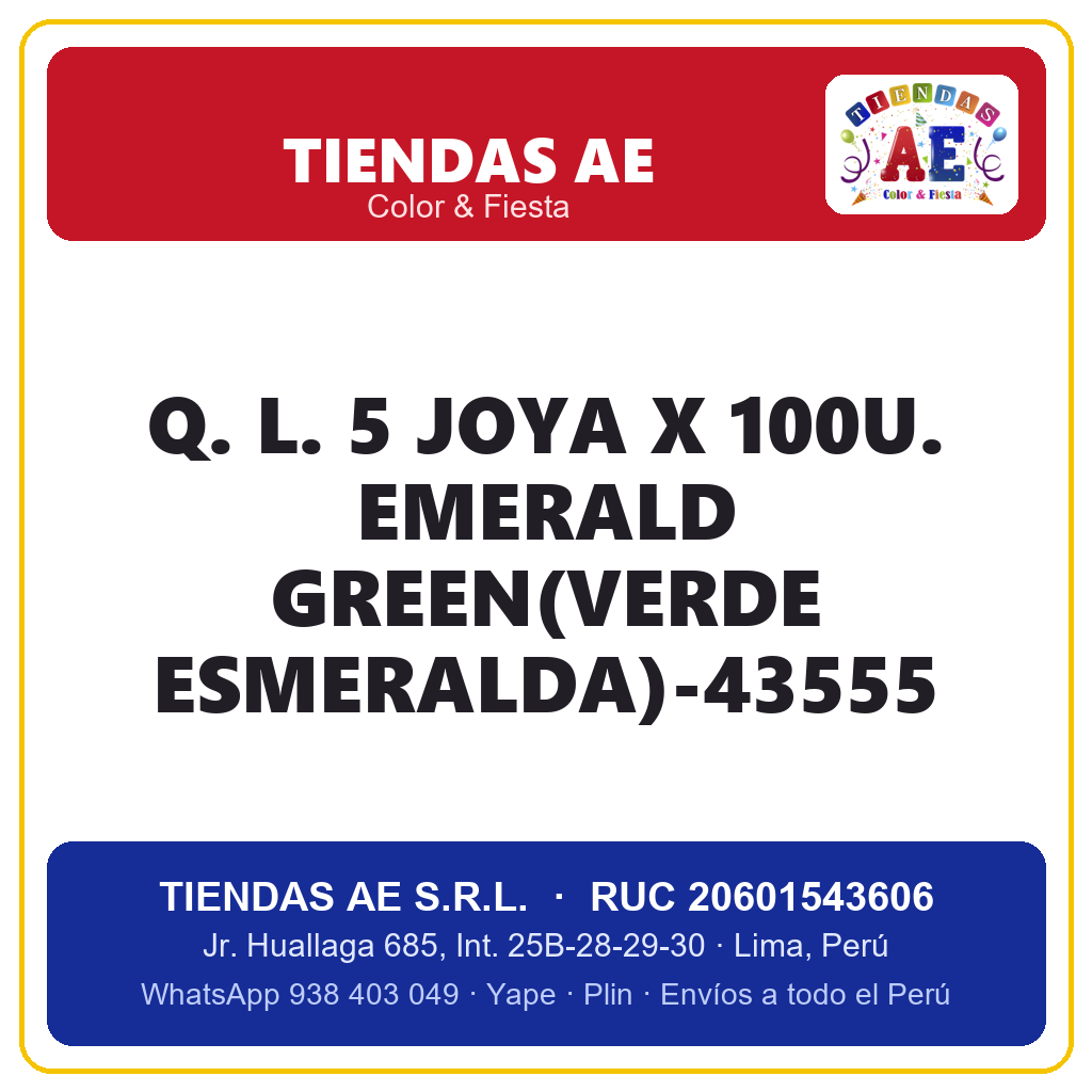 Q. L. 5  JOYA X 100U. EMERALD GREEN(VERDE ESMERALDA)-43555