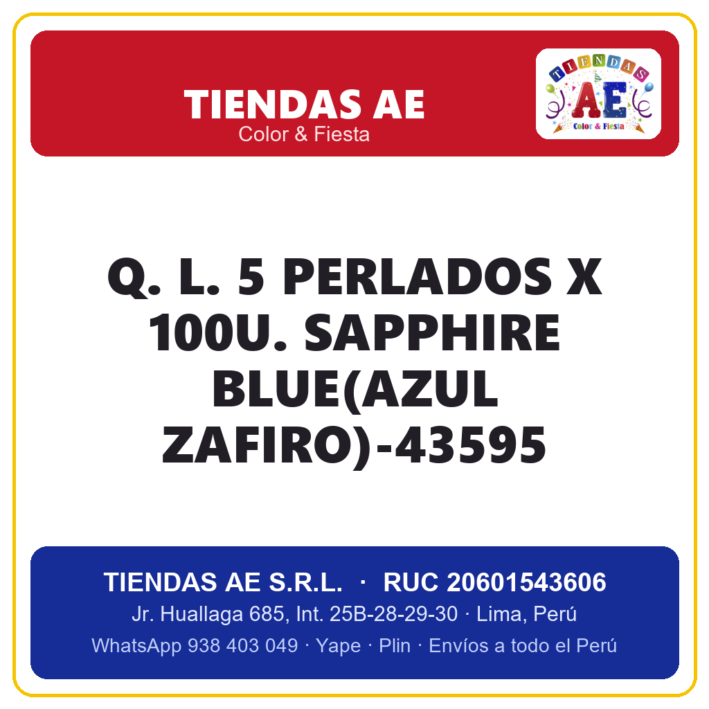 Q. L. 5  PERLADOS X 100U. SAPPHIRE BLUE(AZUL ZAFIRO)-43595