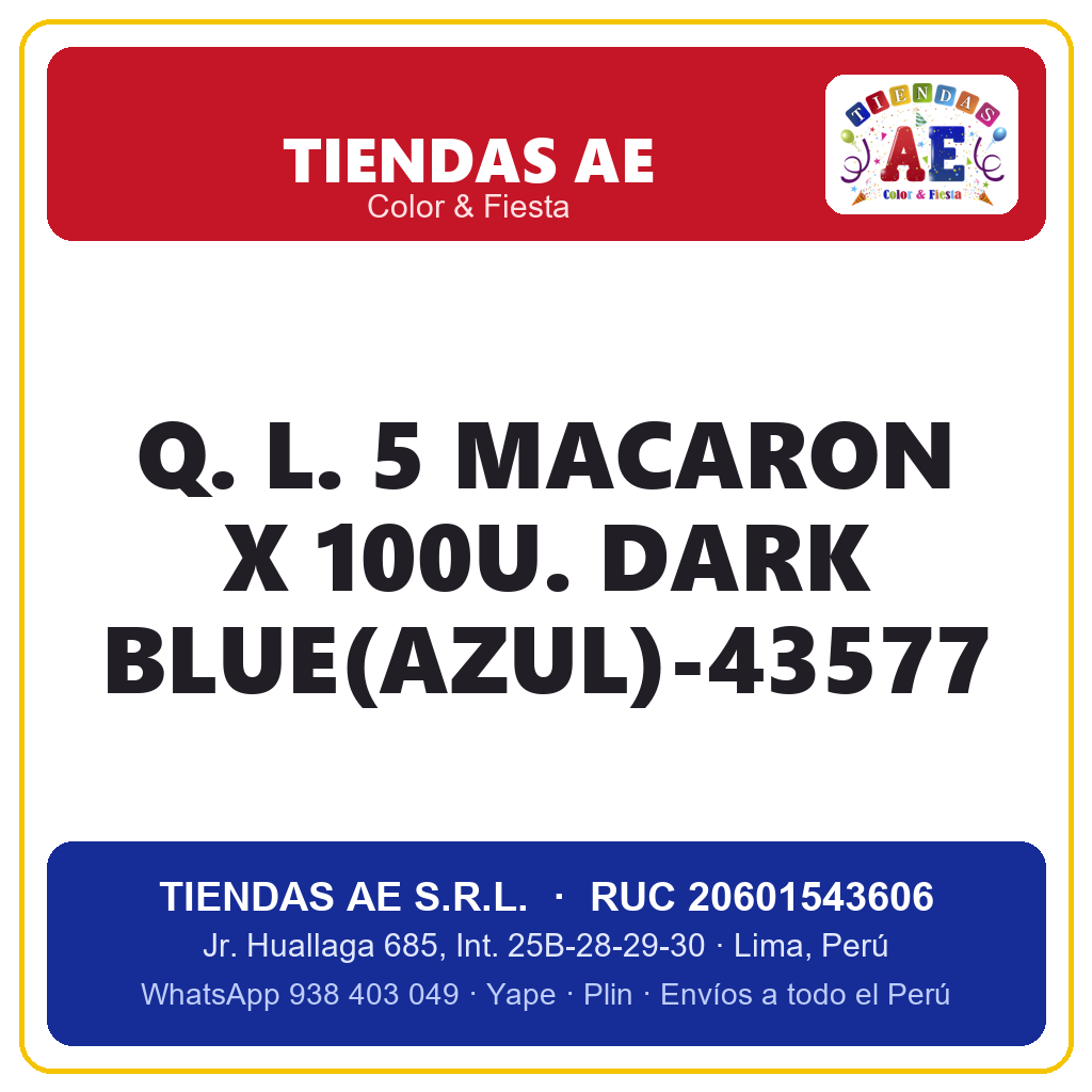 Q. L. 5  MACARON X 100U. DARK BLUE(AZUL)-43577