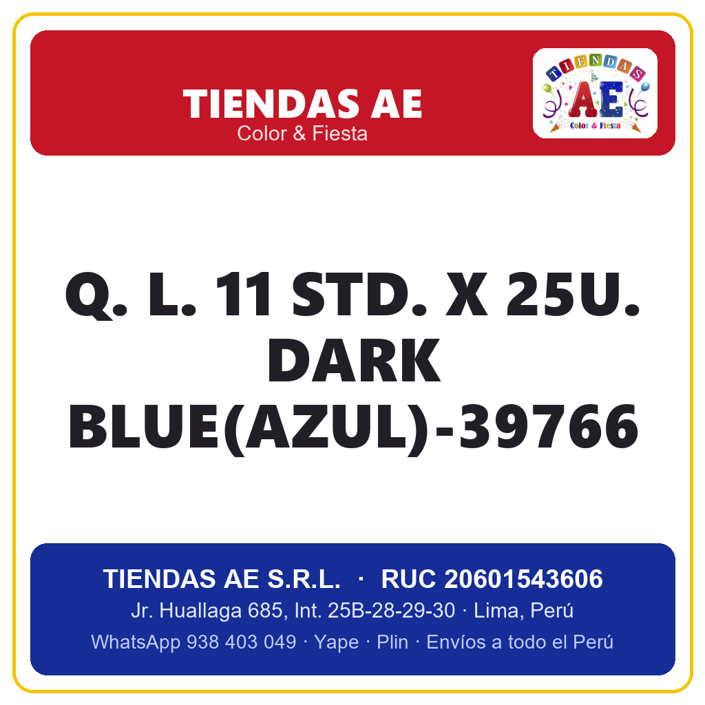 Q. L. 11  STD. X 25U. DARK BLUE(AZUL)-39766