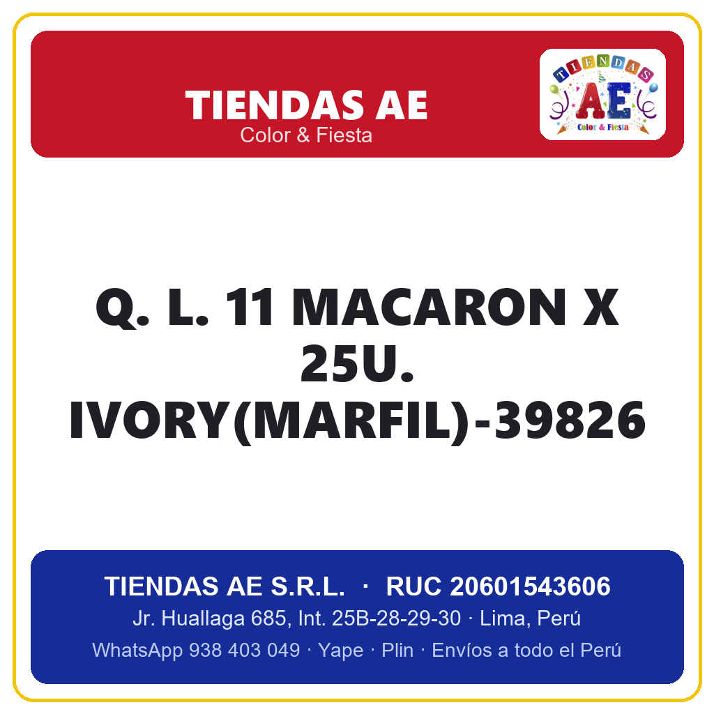 Q. L. 11  MACARON X 25U. IVORY(MARFIL)-39826