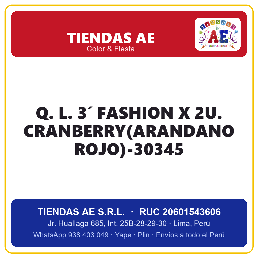 Q. L. 3´ FASHION X 2U. CRANBERRY(ARANDANO ROJO)-30345