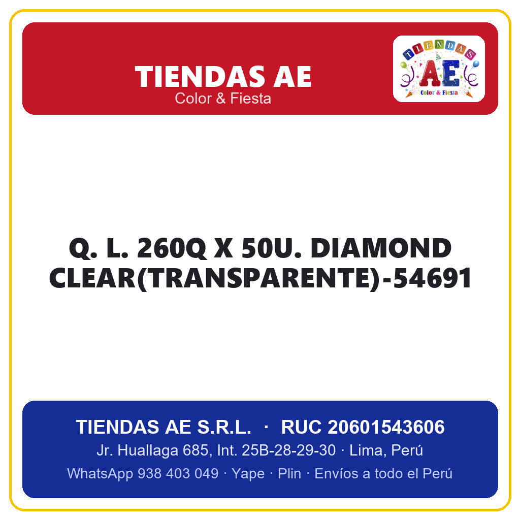 Q. L. 260Q X 50U. DIAMOND CLEAR(TRANSPARENTE)-54691