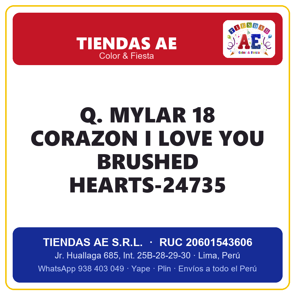 Q. MYLAR 18  CORAZON I LOVE YOU BRUSHED HEARTS-24735