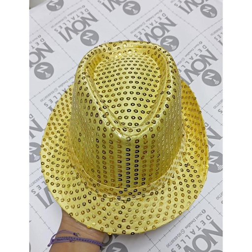[SDCL01] Sombreros Dorado Con Lentejuelas / LED X 1 Und