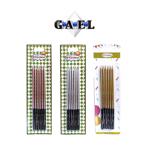 [JG2055-7] Vela Palito Cromado Con Base Negra x6Unds