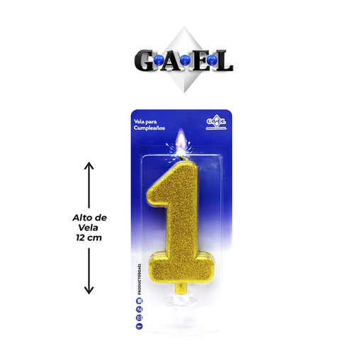 [BDC184] Vela Numero Cromado Escarchado  Gael x 1 Und