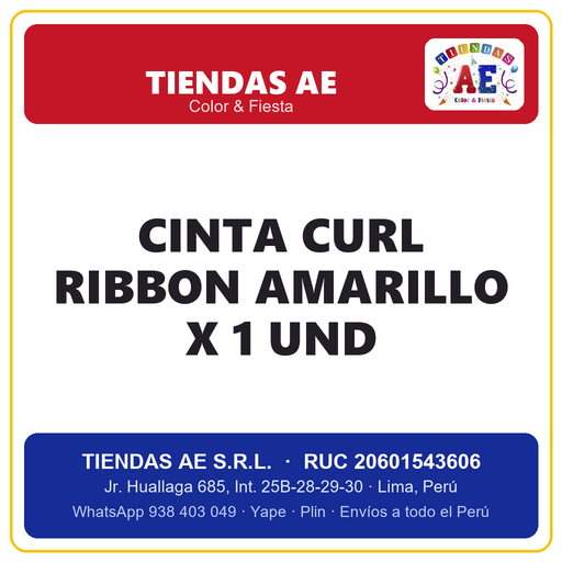 [p346] CINTA CURL RIBBON AMARILLO X 1 und (copia)