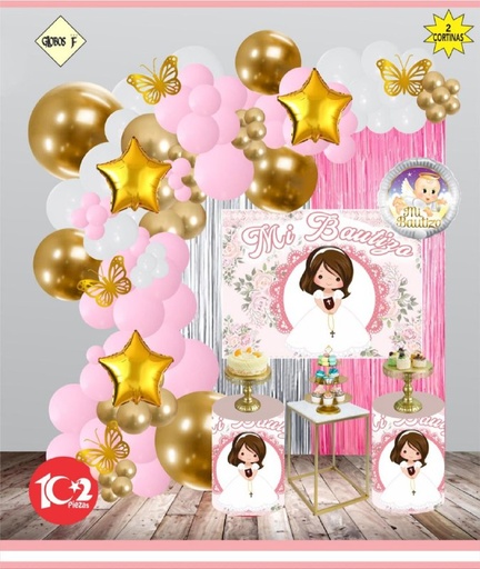 [p305] ARCO  ORGANICO DE GLOBO CON 1 CORTINA 100 Pz LET'S GO