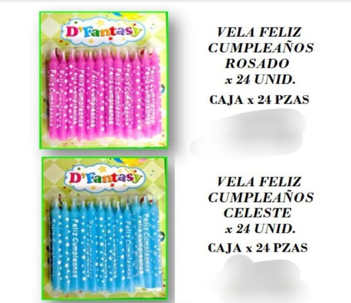 [VPFCF] VELA PALITO FELIZ CUMPLEAÑOS X24 UNID FANTASY