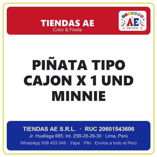 [MNN-790] PIÑATA TIPO CAJON X 1 UND MINNIE