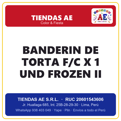[F2-310] BANDERIN DE TORTA F/C X 1 UND FROZEN II