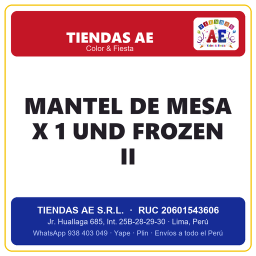 [F2-380] MANTEL DE MESA X 1 UND FROZEN II