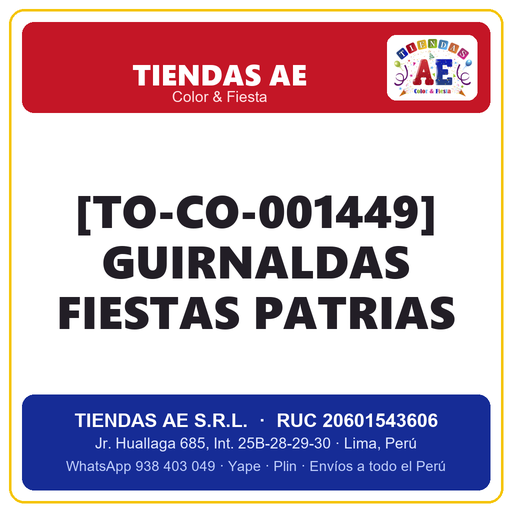 [[T-SI-001560] [TO-CO-001449] GUIRNALDAS FIESTAS PATRIAS
