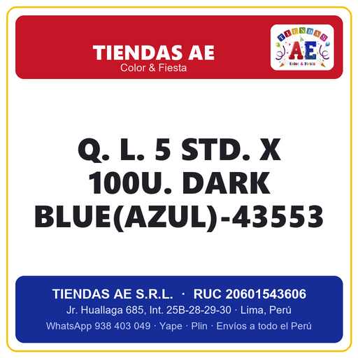 [Q.-SI-002380] Q. L. 5  STD. X 100U. DARK BLUE(AZUL)-43553