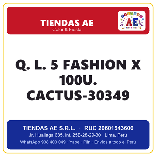 [Q.-SI-002385] Q. L. 5  FASHION X 100U. CACTUS-30349