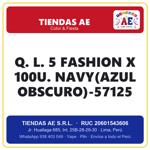 [Q.-SI-002397] Q. L. 5  FASHION X 100U. NAVY(AZUL OBSCURO)-57125
