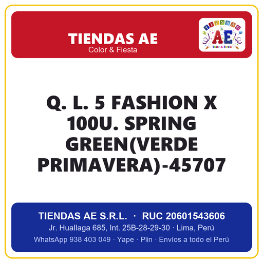 [Q.-SI-002403] Q. L. 5  FASHION X 100U. SPRING GREEN(VERDE PRIMAVERA)-45707