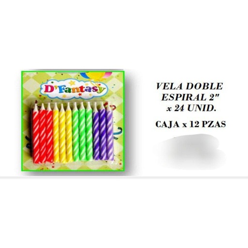 [VPEDC] VELA PALITO ESPIRAL DE COLORES X24 UNID FANTASY