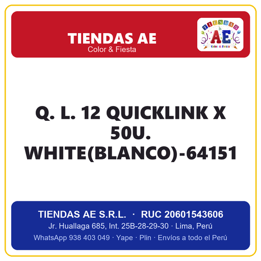 [Q.-SI-002436] Q. L. 12  QUICKLINK X 50U. WHITE(BLANCO)-64151