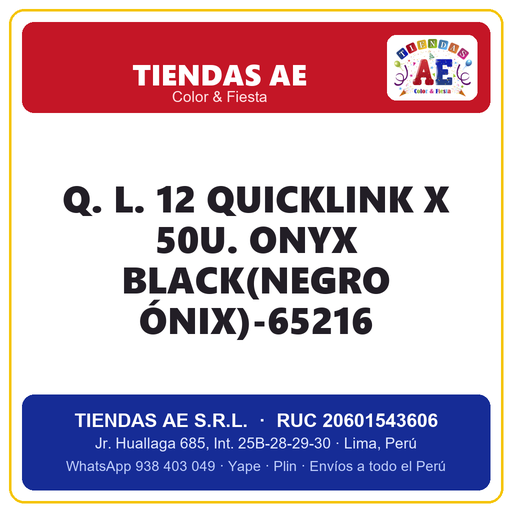 [Q.-SI-002441] Q. L. 12  QUICKLINK X 50U. ONYX BLACK(NEGRO ÓNIX)-65216