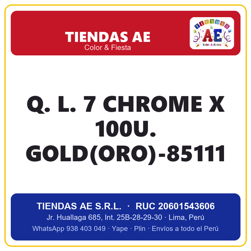 [Q.-SI-002452] Q. L. 7  CHROME X 100U. GOLD(ORO)-85111