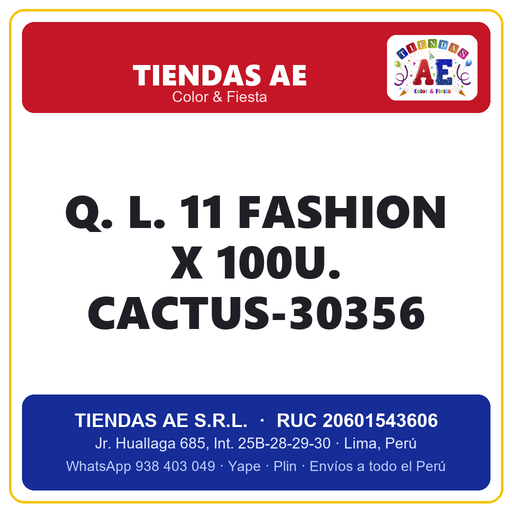 [Q.-SI-002457] Q. L. 11  FASHION X 100U. CACTUS-30356