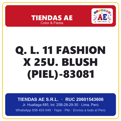 [Q.-SI-002472] Q. L. 11  FASHION X 25U. BLUSH (PIEL)-83081