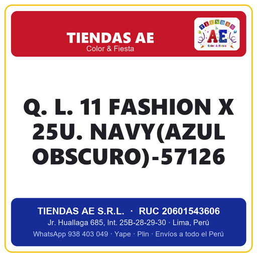 [Q.-SI-002478] Q. L. 11  FASHION X 25U. NAVY(AZUL OBSCURO)-57126