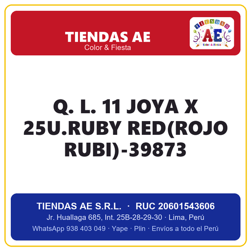 [Q.-SI-002488] Q. L. 11  JOYA X 25U.RUBY RED(ROJO RUBI)-39873