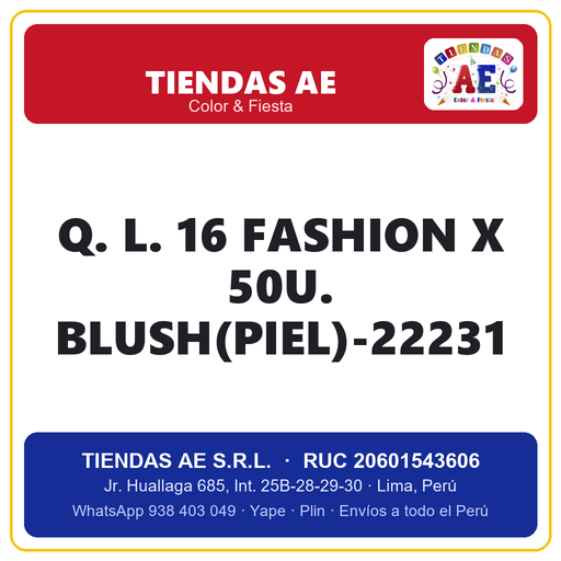[Q.-SI-002523] Q. L. 16  FASHION X 50U. BLUSH(PIEL)-22231