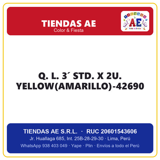 [Q.-SI-002532] Q. L. 3´ STD. X 2U. YELLOW(AMARILLO)-42690