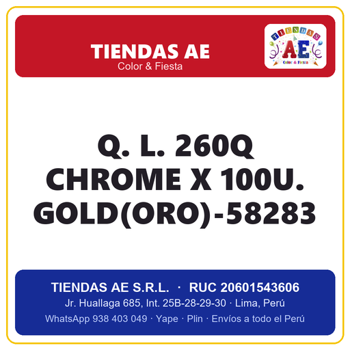 [Q.-SI-002556] Q. L. 260Q CHROME X 100U. GOLD(ORO)-58283
