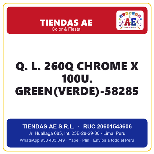 [Q.-SI-002557] Q. L. 260Q CHROME X 100U. GREEN(VERDE)-58285