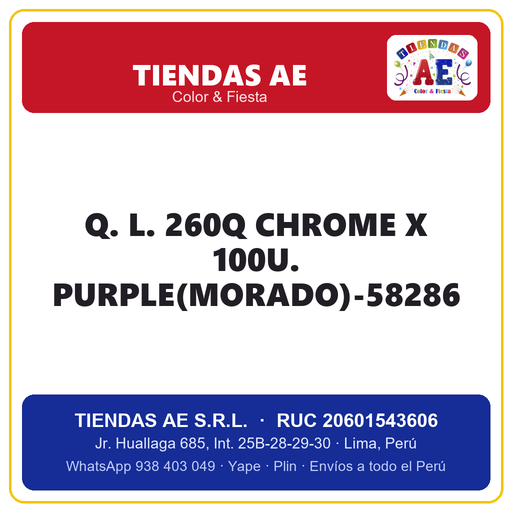 [Q.-SI-002558] Q. L. 260Q CHROME X 100U. PURPLE(MORADO)-58286