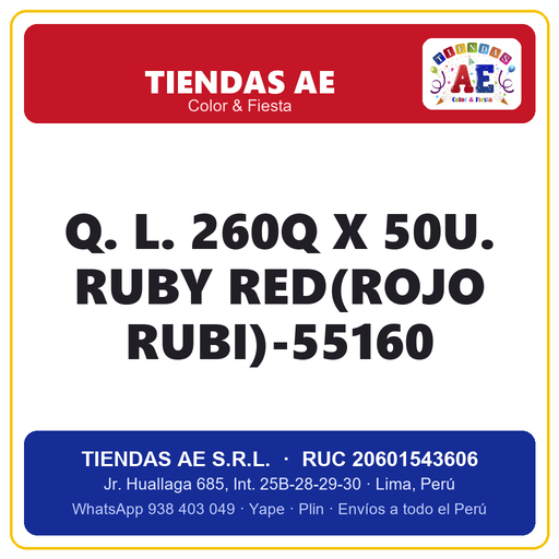 [Q.-SI-002569] Q. L. 260Q X 50U. RUBY RED(ROJO RUBI)-55160