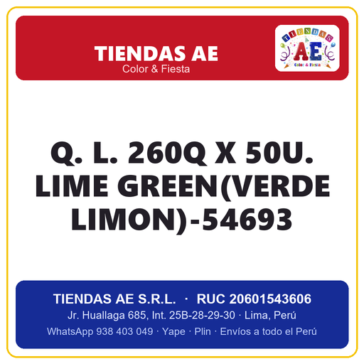 [Q.-SI-002576] Q. L. 260Q X 50U. LIME GREEN(VERDE LIMON)-54693