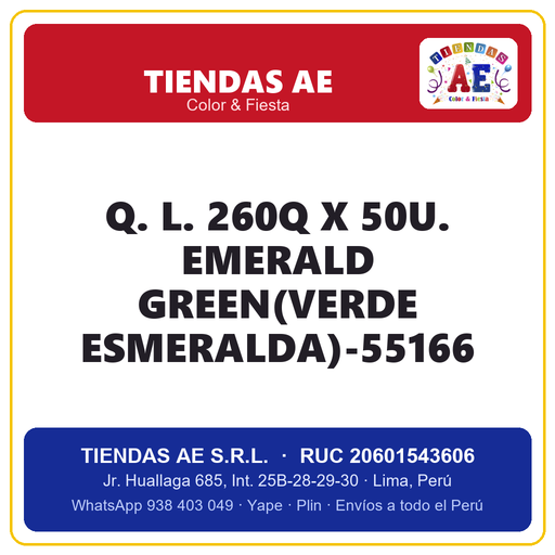 [Q.-SI-002586] Q. L. 260Q X 50U. EMERALD GREEN(VERDE ESMERALDA)-55166