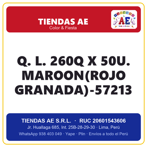 [Q.-SI-002588] Q. L. 260Q X 50U. MAROON(ROJO GRANADA)-57213